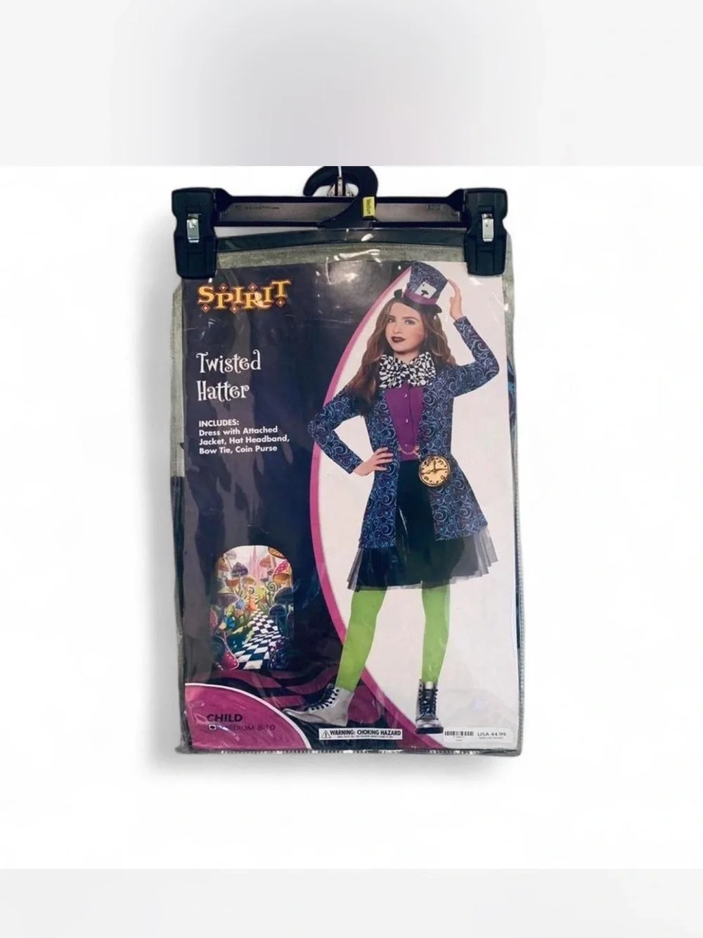 Kids Spirit Twisted Hatter  Costume - Purple with Green Accents size M(8-10)
